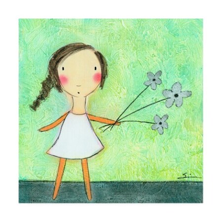 Trademark Fine Art Carla Sonheim 'Green Flowers Child' Canvas Art, 14x14 WAG16348-C1414GG